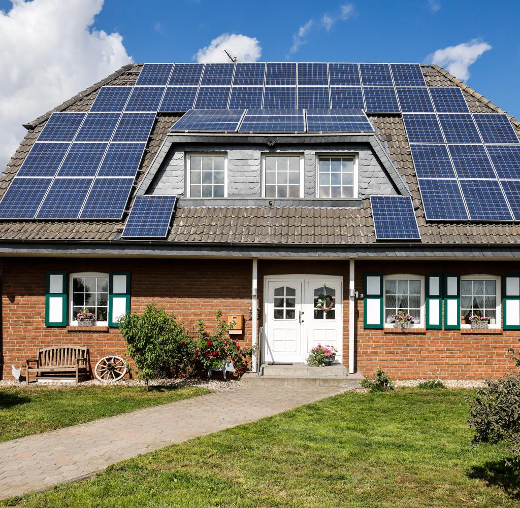 September 1st, 2020, Willich, North Rhine-Westphalia, Germany - Solar energy, residential building with <a href=