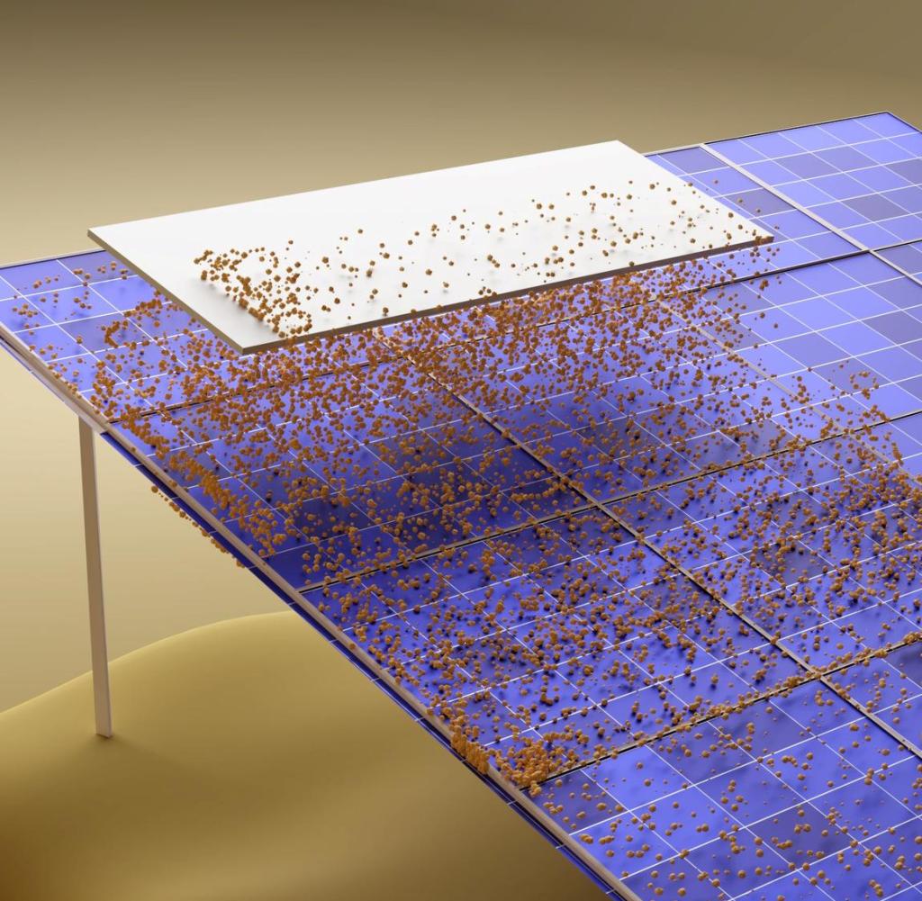 HANDOUT - Illustration of dust removal.  Credit: Sreedath Panat and Kripa Varanasi ATTENTION: Free for editorial use only in connection with reporting on the study if the credit is given.  Photo: Sreedath Panat and Kripa Varanasi