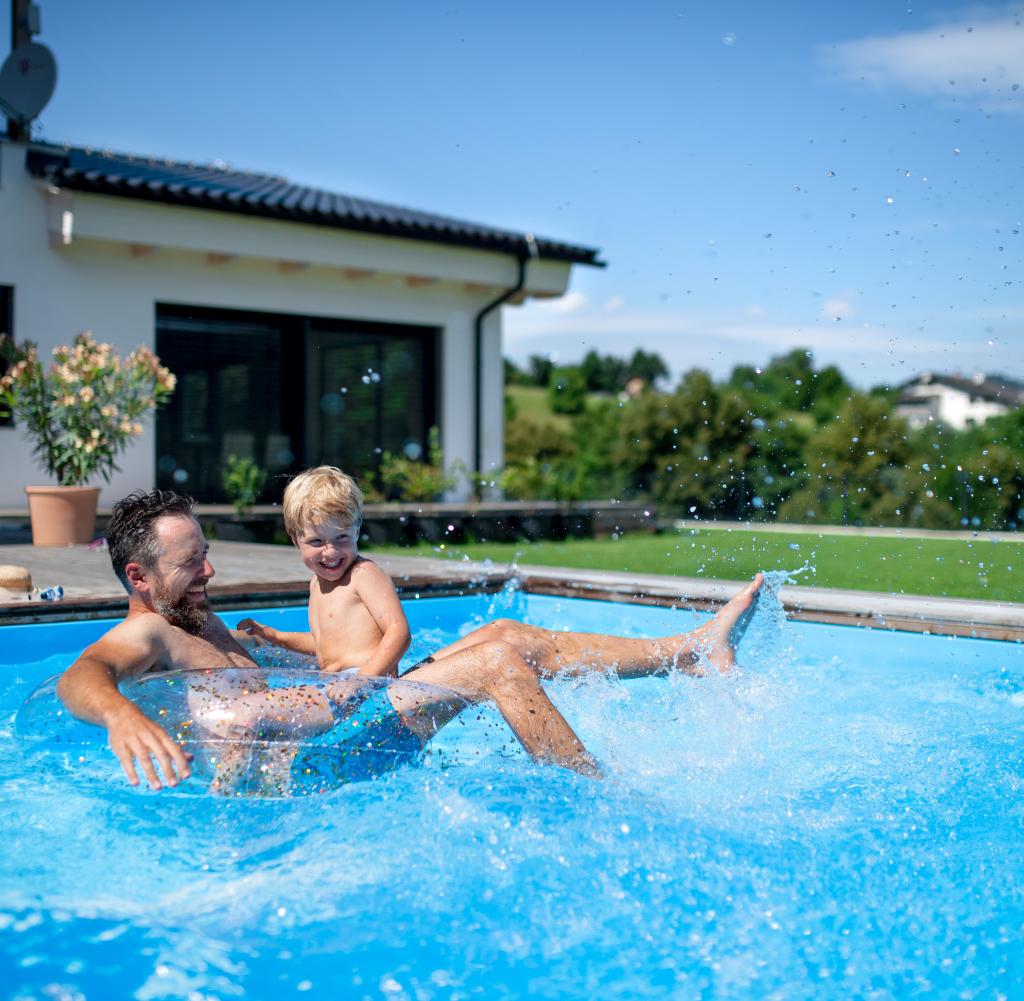 A pool in the garden is fun for the whole family